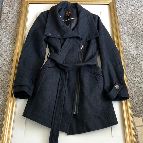 Cole haan wool blend gray coat size medium outerwear - Picture 3 of 11